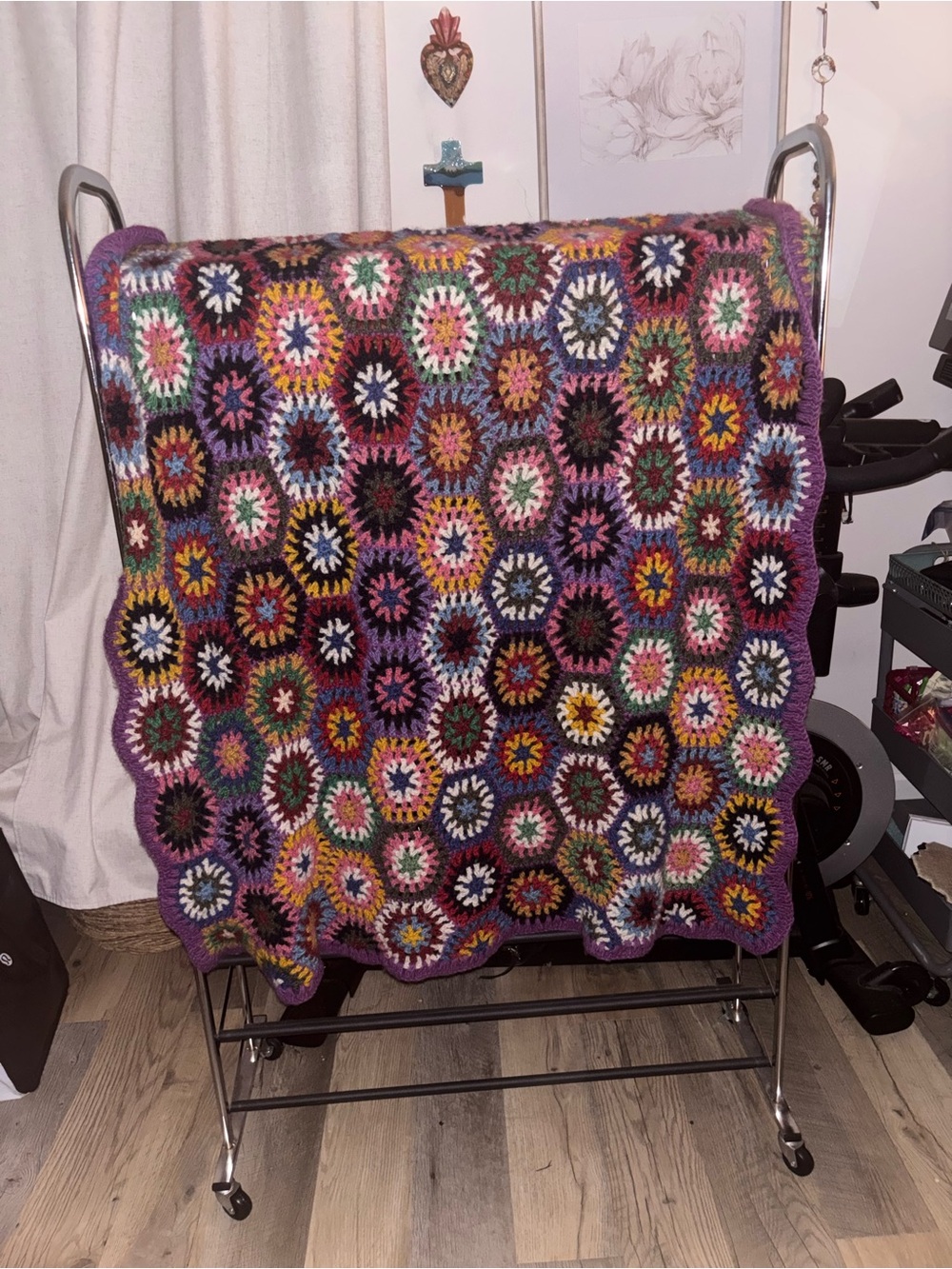 Dharma shop Handmade Multicolor Crochet Blanket A00384